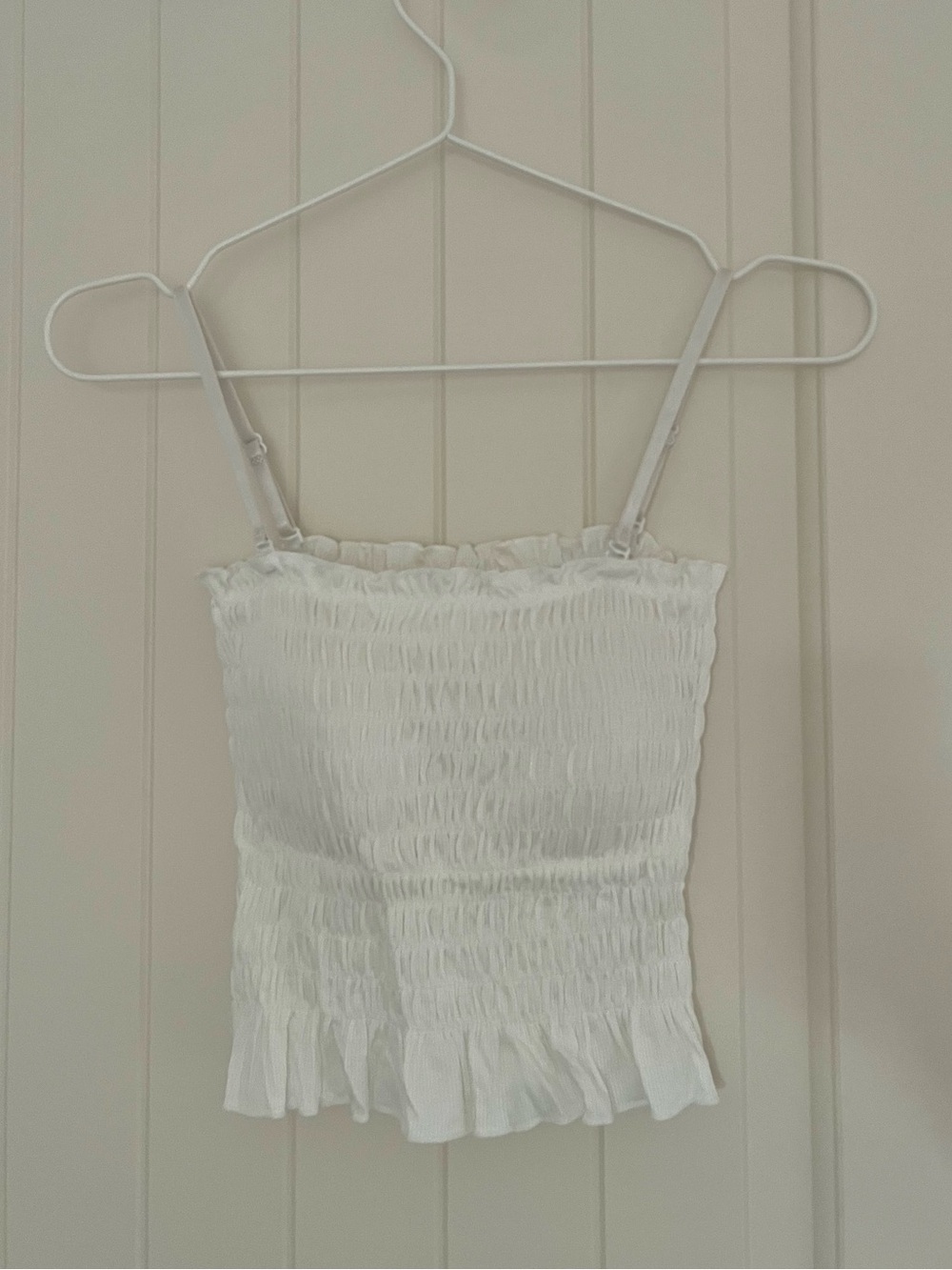 White padded ruffle tank top/tube stop 2 in 1 (removable straps)